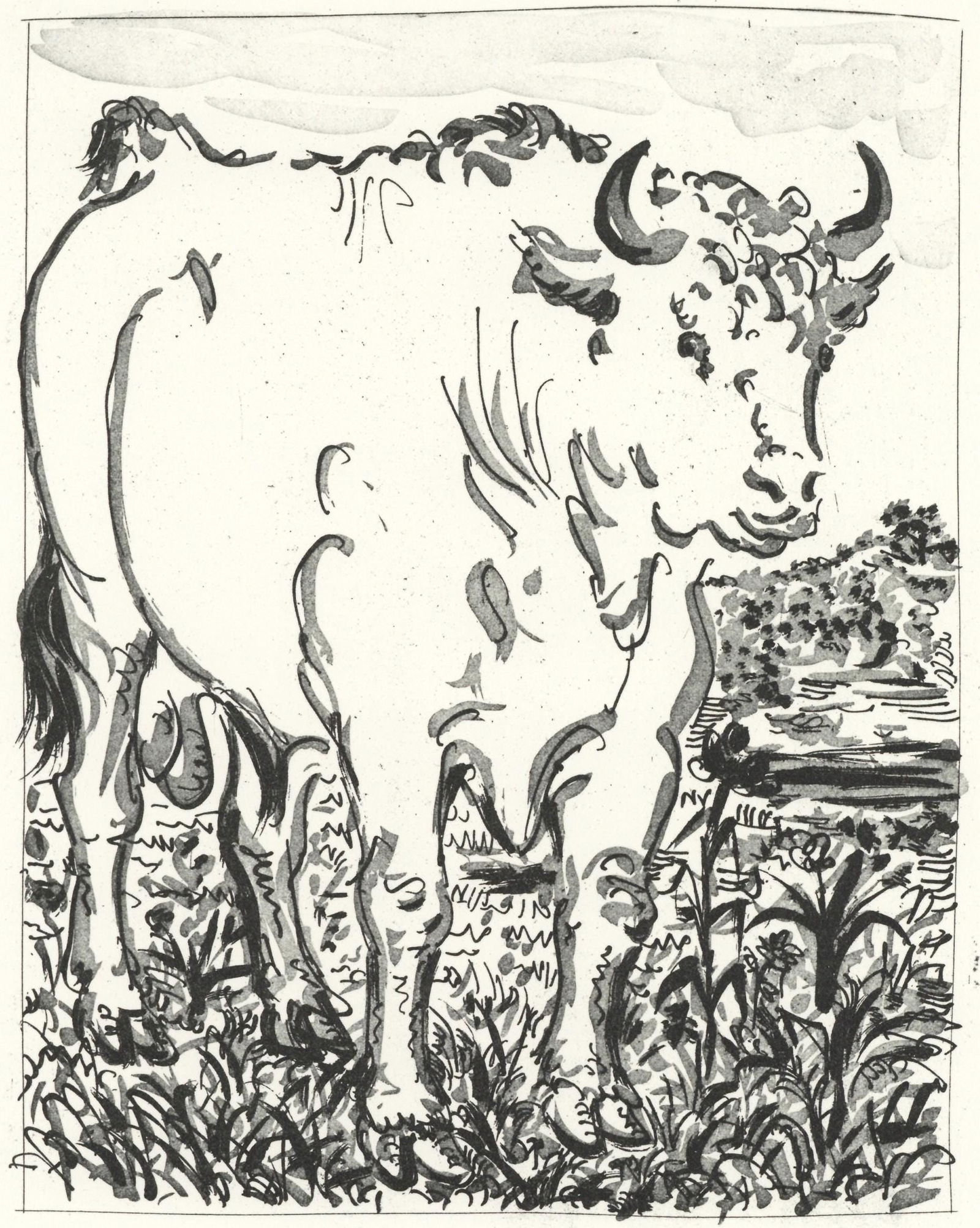 Pablo Picasso, Le Bœuf (The Bull) (Orozco p.82), Histoire naturelle, Limited Edition Lithograph: Lithograph on papier bouffant des Papeteries de Casteljoux paper. Unsigned and unnumbered, as issued. Paper Size: 12.99 x 9.84 inches. Catalogue raisonne reference: Orozco, Miguel. The Orozco Collecti