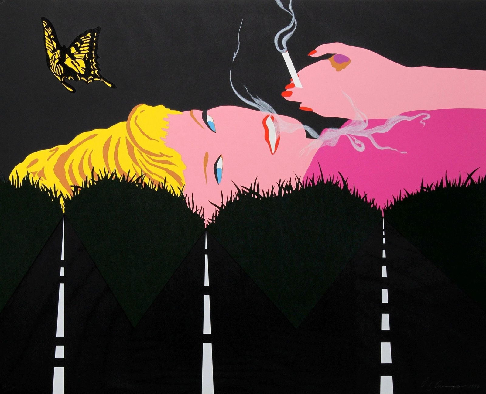 Allan D'Arcangelo, Smoking Blonde, Signed, Limited Edition Silkscreen (1 of 4)