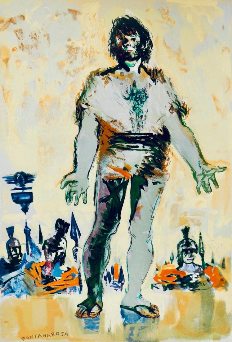 Lucien Fontanarosa, Le Paysan du Danube, Vingt fables de La fontaine, Limited Edition Woodcut (1 of 4)