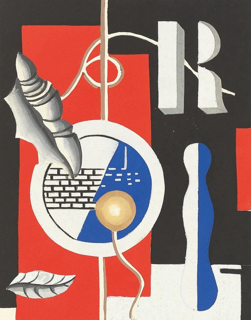Fernand Leger, Composition, Limited Edition Lithograph: Lithograph and Stencil on velin de Torpes paper. Paper Size: 11.14 x 9.055 inches. Excellent condition. Unsigned and unnumbered, as issued. Notes: From the volume, Fernand Leger, Les grands peintres