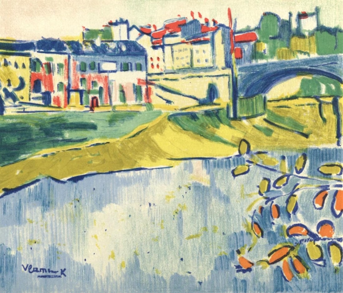 Maurice de Vlaminck, Chatou a l'arbre rouge, Vlaminck, Signed, Limited Edition Lithograph (1 of 4)