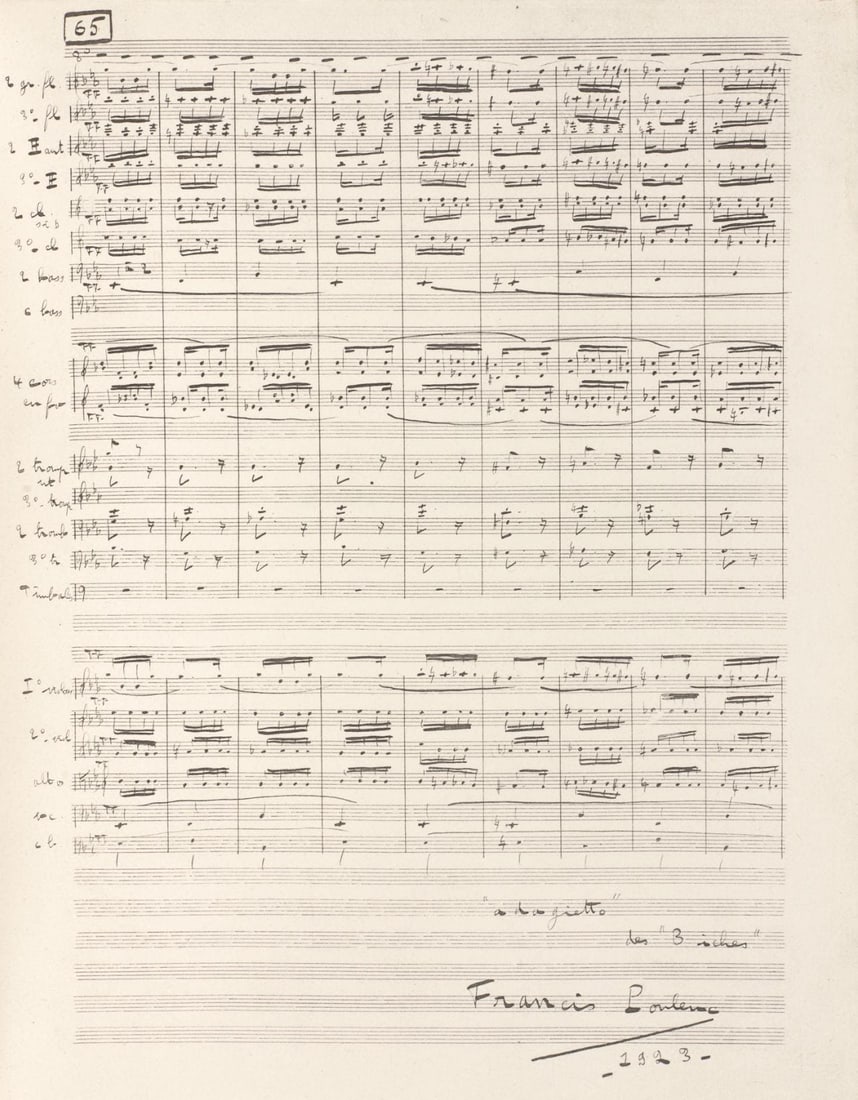 Francis Poulenc, Composition, Les Biches, Limited Edition Lithograph: Lithograph and stencil on papier velin des Manufactures d'Arches paper. Unsigned and unnumbered, as issued. Paper size: 11 x 8.875 inches. Excellent condition. Notes: From the volume, Les Biches,