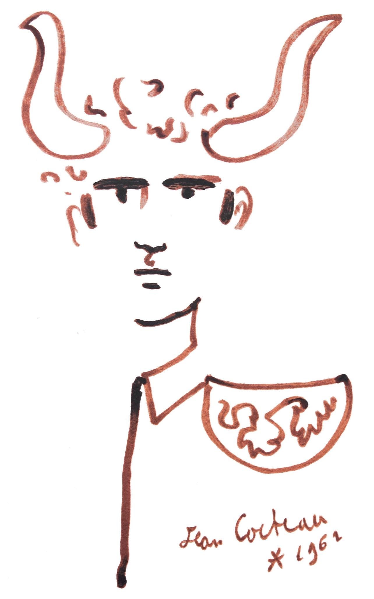 Jean Cocteau, Concordance, Taureaux, Lithographies de Jean Cocteau, Limited Edition Lithograph (1 of 4)