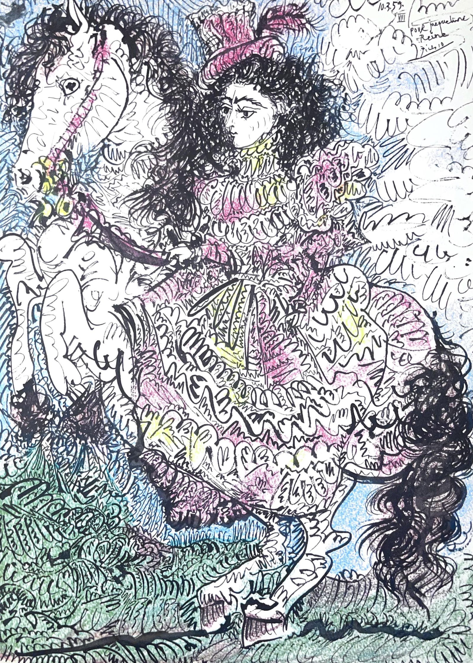 Pablo Picasso, Composition (Bloch 1276; Czwiklitzer 23), Toros y Toreros, Limited Edition Lithograph: Heliogravure on velin paper. Paper Size: 14.75 x 10.5 inches. Inscription: Signed in the plate and unnumbered, as issued. Notes: From the album, Pablo Picasso, Toros y toreros, 1961. Published by Les