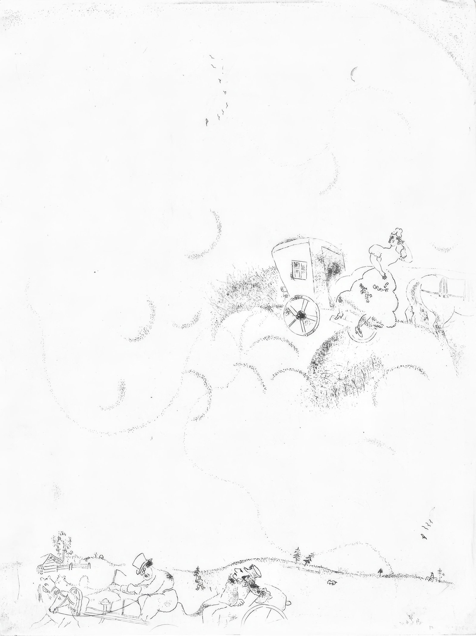 Marc Chagall, Les reves de Tchitchikov (Cramer 17), Nicolas Gogol, Les Ames mortes, Limited Edition (1 of 4)