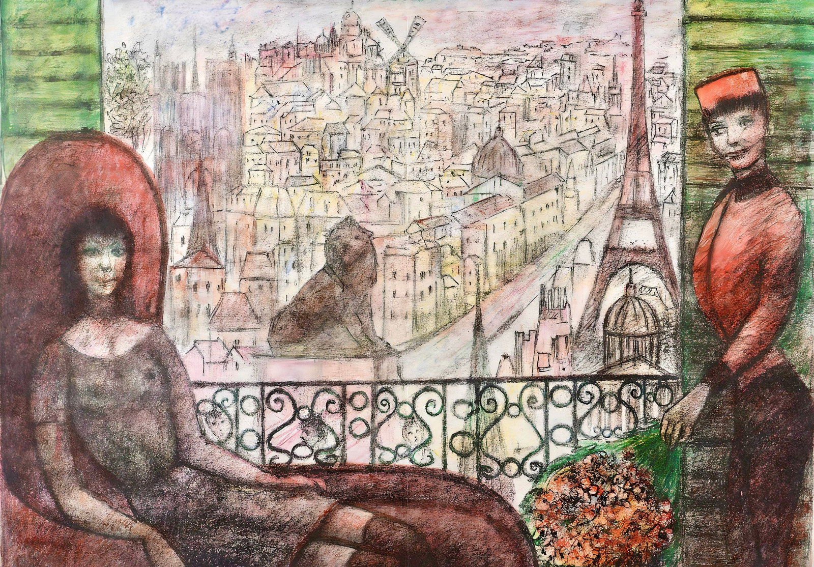 Edouard Goerg, Du balcon, Au Temps de Paris Seine, Limited Edition Lithograph (1 of 4)