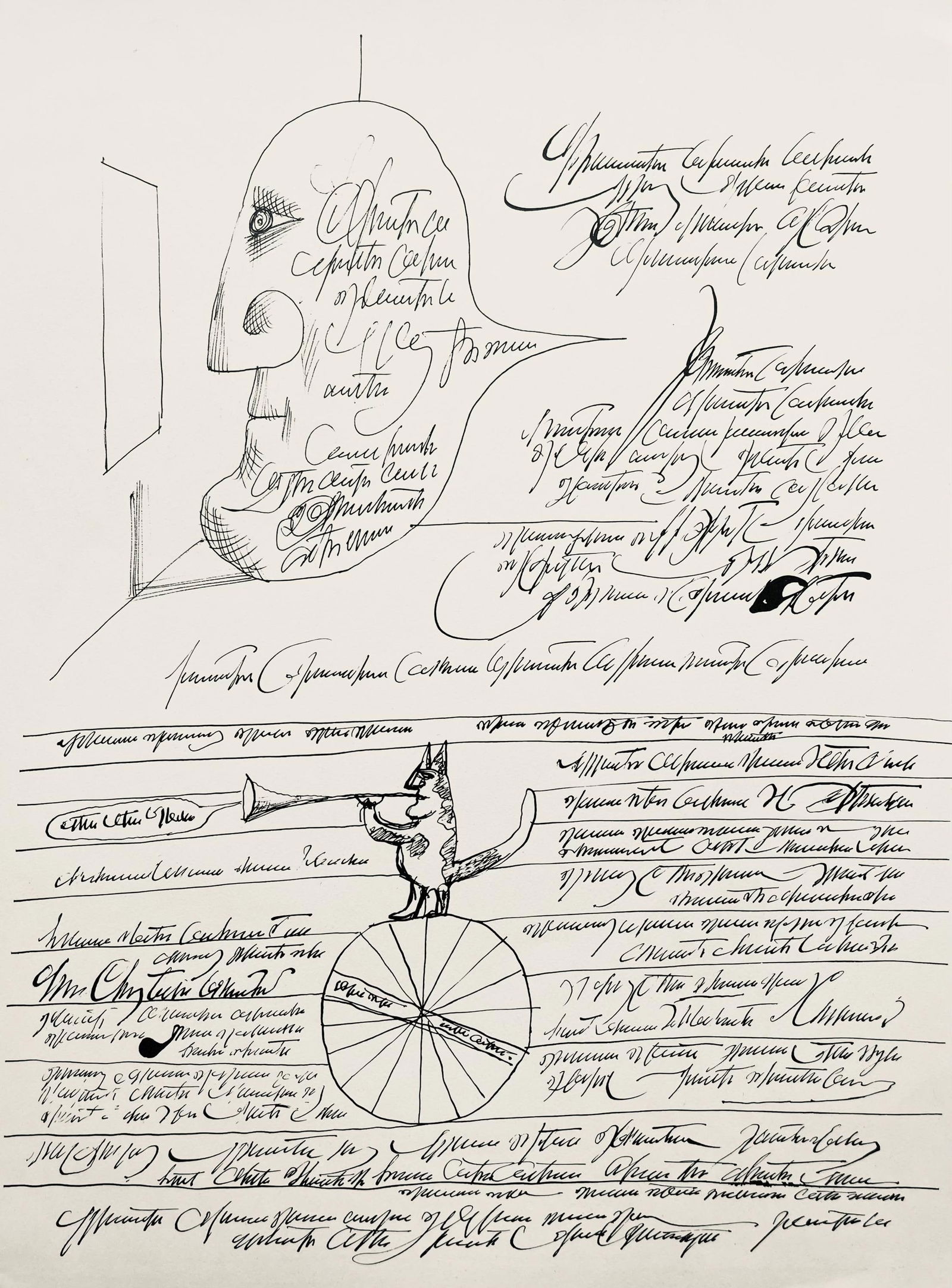 Saul Steinberg, Composition, Derriere le miroir, Limited Edition Lithograph (1 of 4)