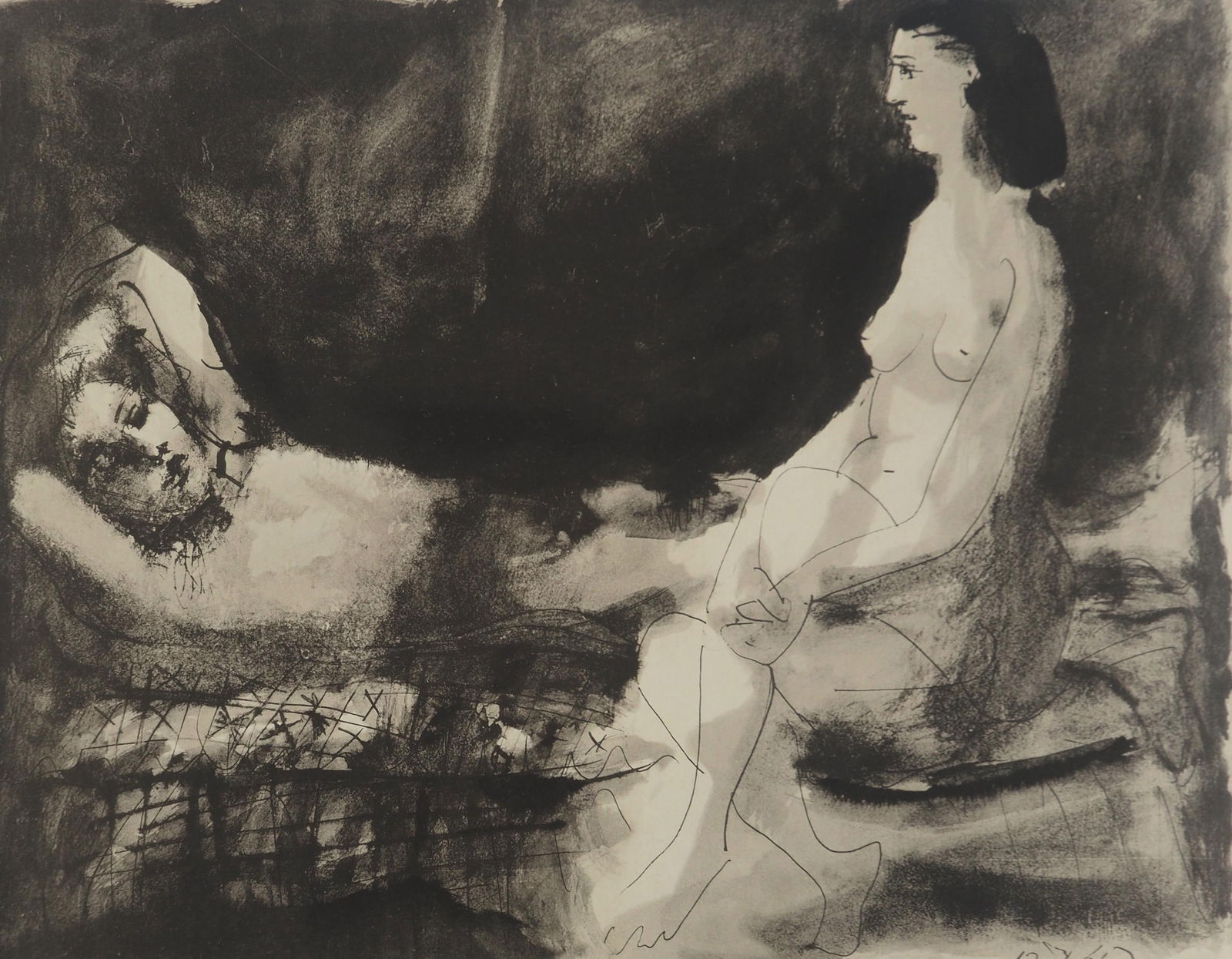 Pablo Picasso, Composition (Orozco 238), Picasso, La flute double, Limited Edition Lithograph (1 of 4)