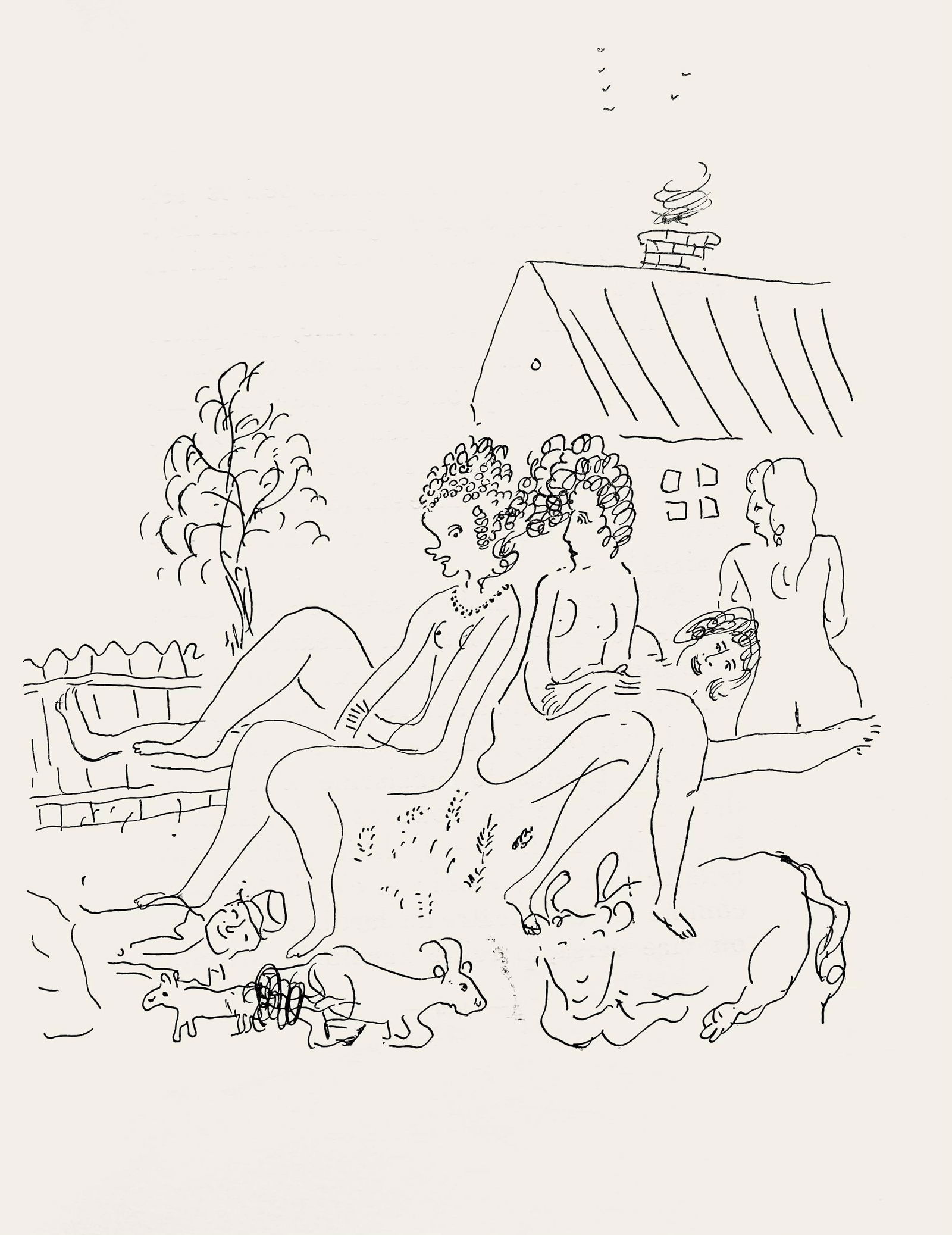 Marc Chagall, Composition, Suite Provinciale avec 92 dessins inedits de Marc Chagall, Limited: Lithograph on velin de Rives paper. Unsigned and unnumbered, as issued. Paper Size: 9.75 x 7.5 inches. Excellent condition, with text on verso, as issued. Notes: From the album, Suite Provinciale avec