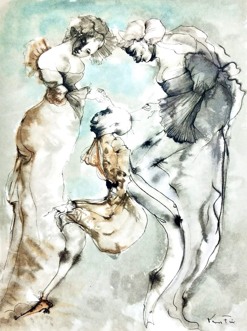 Leonor Fini, Les deux maitresses, Vingt fables de La fontaine, Limited Edition Woodcut (1 of 4)