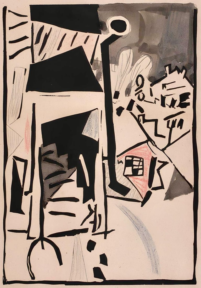 Jean Pougny, Composition, Pougny, dix linogravures originales, 1914-1920, Limited Edition Linocut (1 of 4)