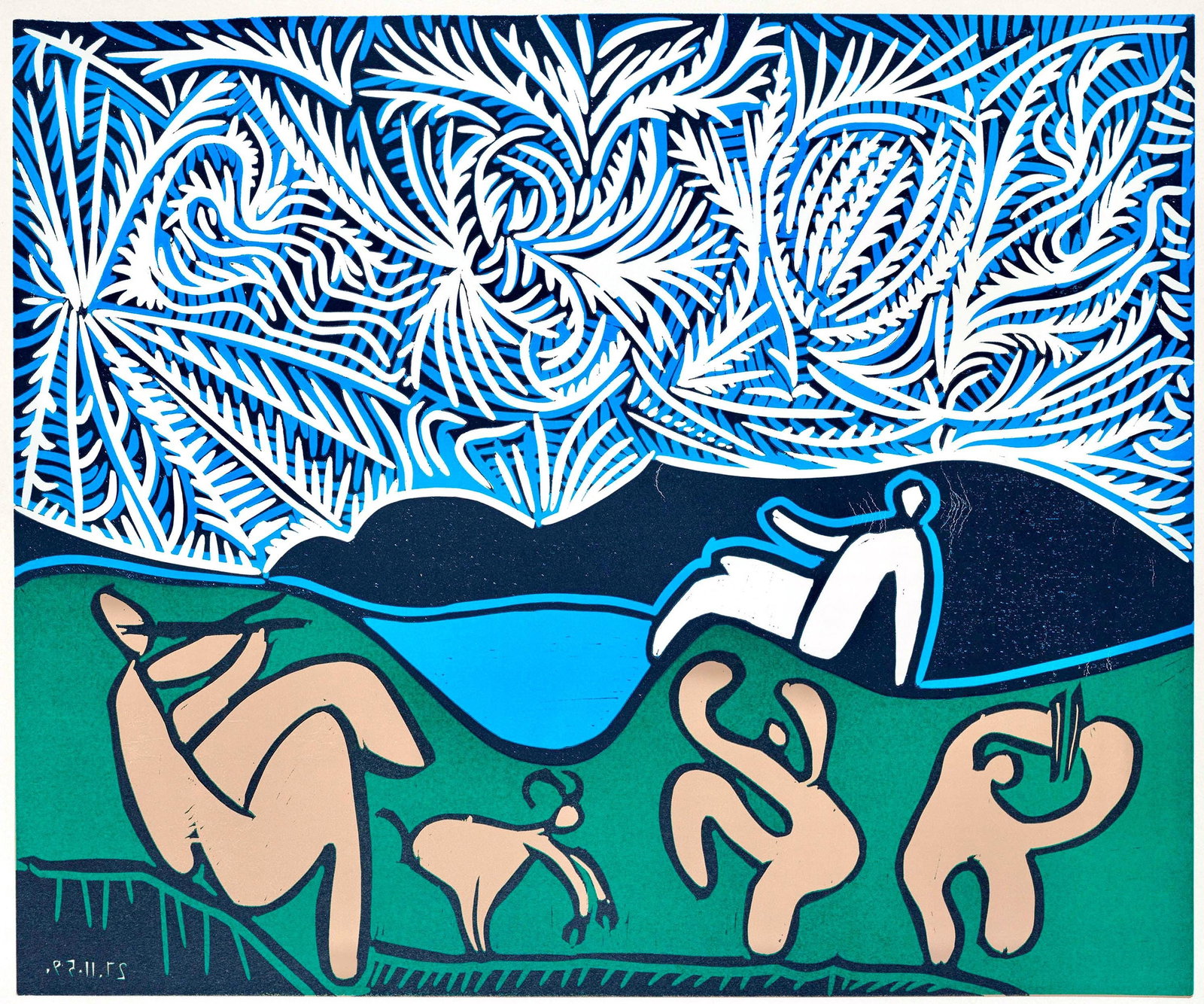 Pablo Picasso, Bacchanale (Orozco 214), Grabados al linoleo, Limited Edition Linocut (1 of 4)