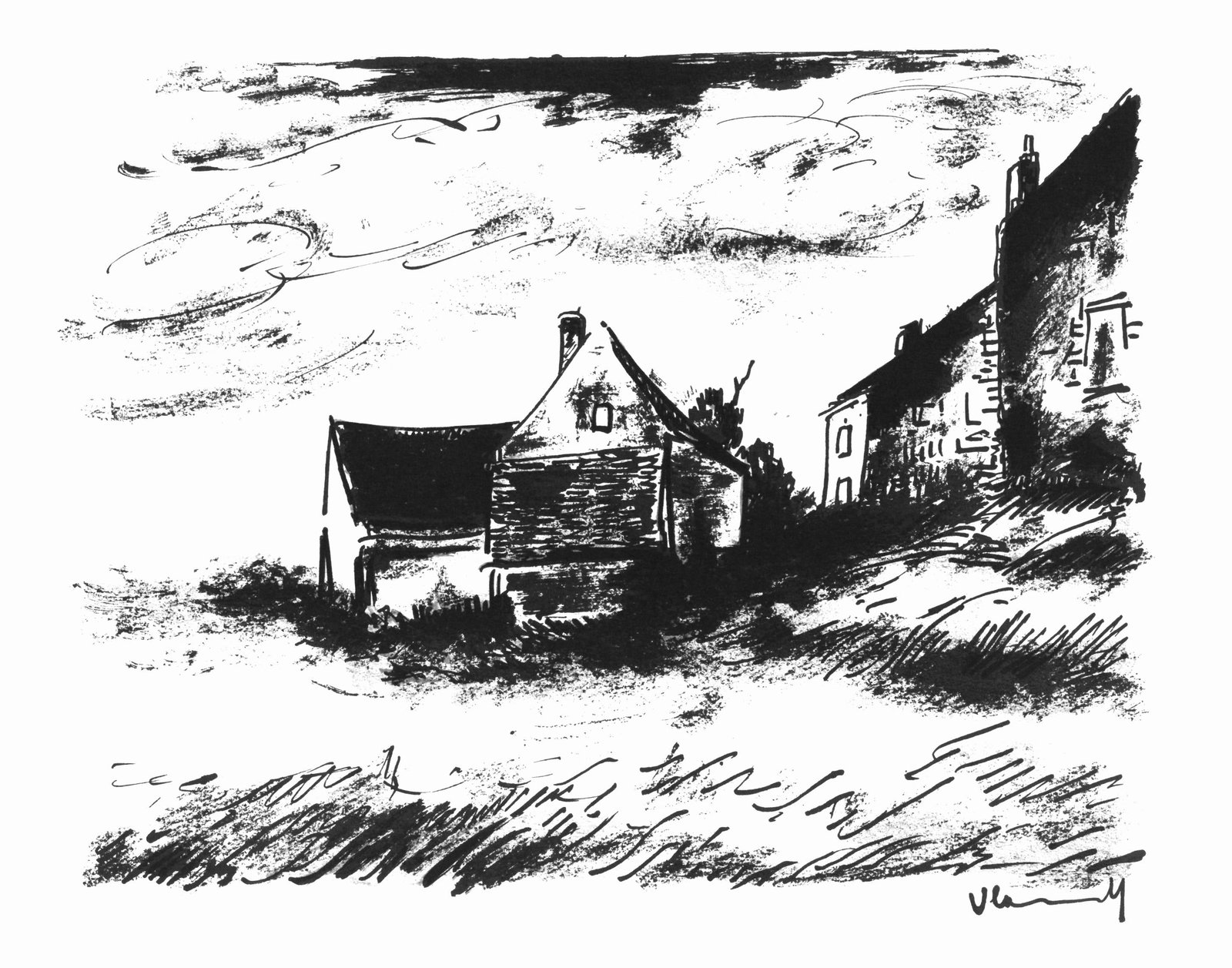 Maurice de Vlaminck, La Potiniere a Rueil (Walterskirchen 275), Vlaminck, Signed, Limited Edition (1 of 4)