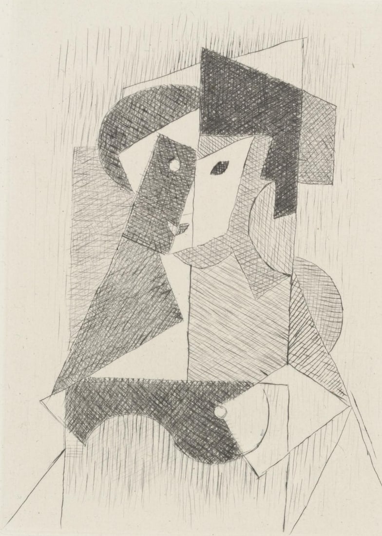 Jean Metzinger, Femme a sa Toilette (Metzinger, AM-18-013), Du cubisme, Limited Edition Etching: Etching on velin du Lana Papiers Speciaux pur fil paper. Paper Size: 10.0625 x 8.25 inches. Excellent condition. Inscription: Unsigned and unnumbered, as issued. Notes: From the album, Du cubisme, 194