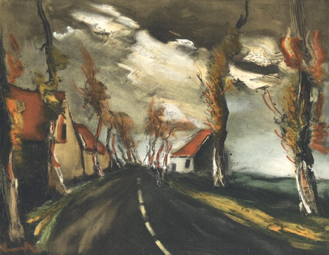 Maurice de Vlaminck, La route de Mortagne, Vlaminck, Signed, Limited Edition Lithograph (1 of 4)