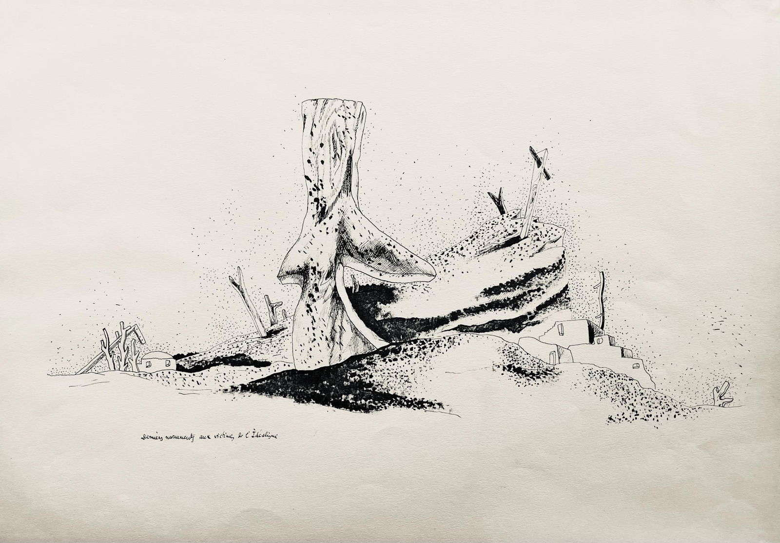 Jean Lurcat, derniers monuments aux victimes, huit dessins a la plume, Limited Edition Lithograph (1 of 4)