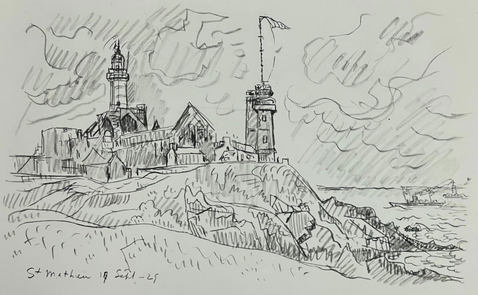 Paul Signac, St-Matthieu. Le Semaphore, Signac Dessins, Limited Edition Lithograph (1 of 4)