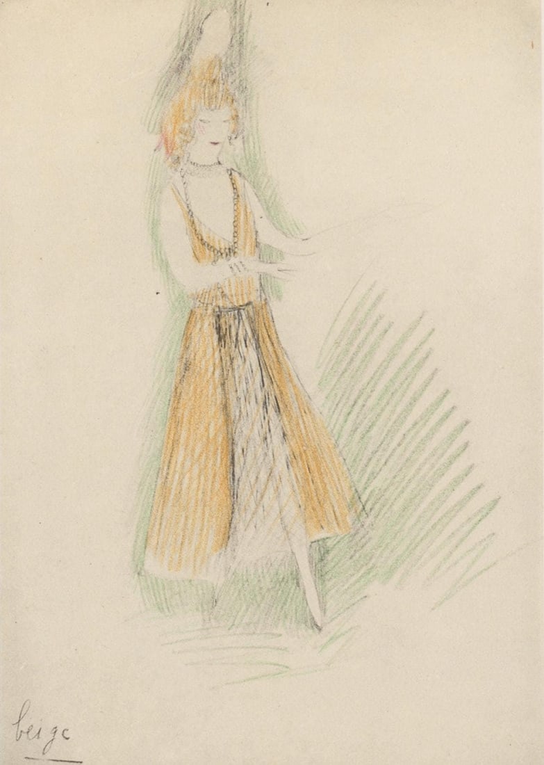 Marie Laurencin, Composition, Les Biches, Limited Edition Lithograph: Lithograph and stencil on papier velin des Manufactures d'Arches paper. Unsigned and unnumbered, as issued. Paper size: 11 x 8.875 inches. Excellent condition. Notes: From the volume, Les Biches, 1924