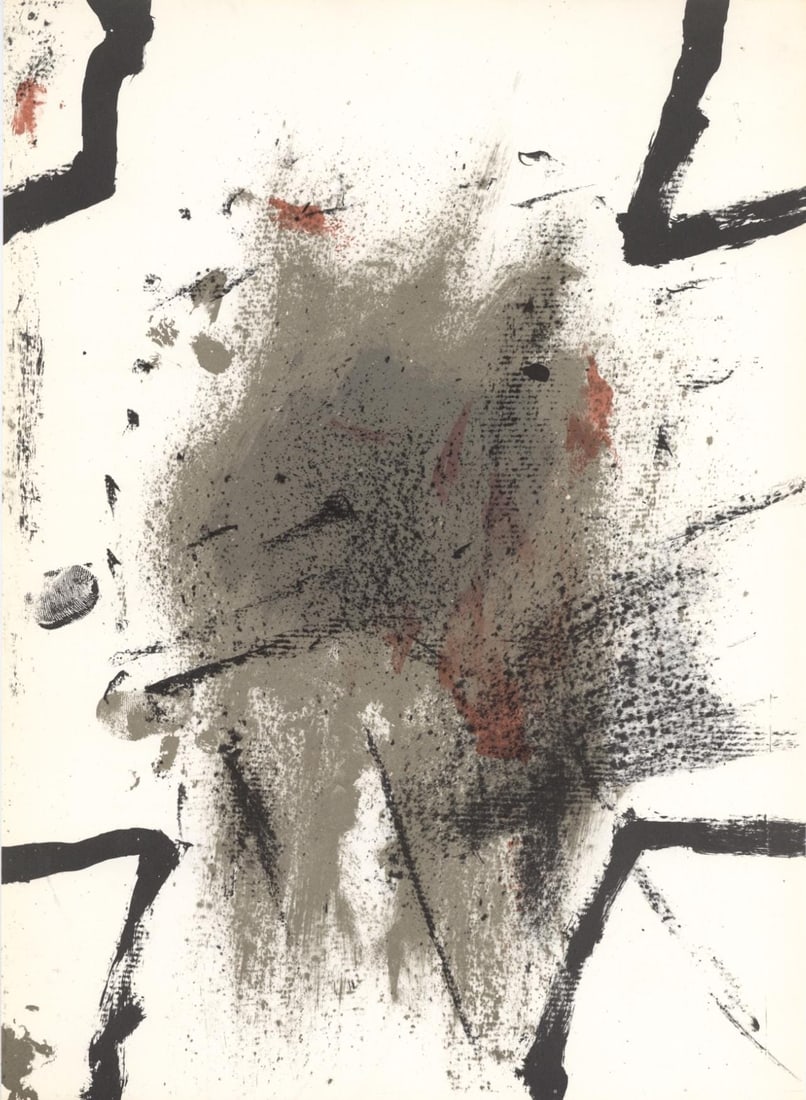 Antoni Tapies, Composition, Derriere le miroir, Limited Edition Lithograph: Lithograph on velin paper. Paper size: 15 x 11 inches. Excellent condition. Inscription: Unsigned and unnumbered, as issued. Notes: From Derriere le miroir, N deg 175, 1968. Published by Aime Maeght,