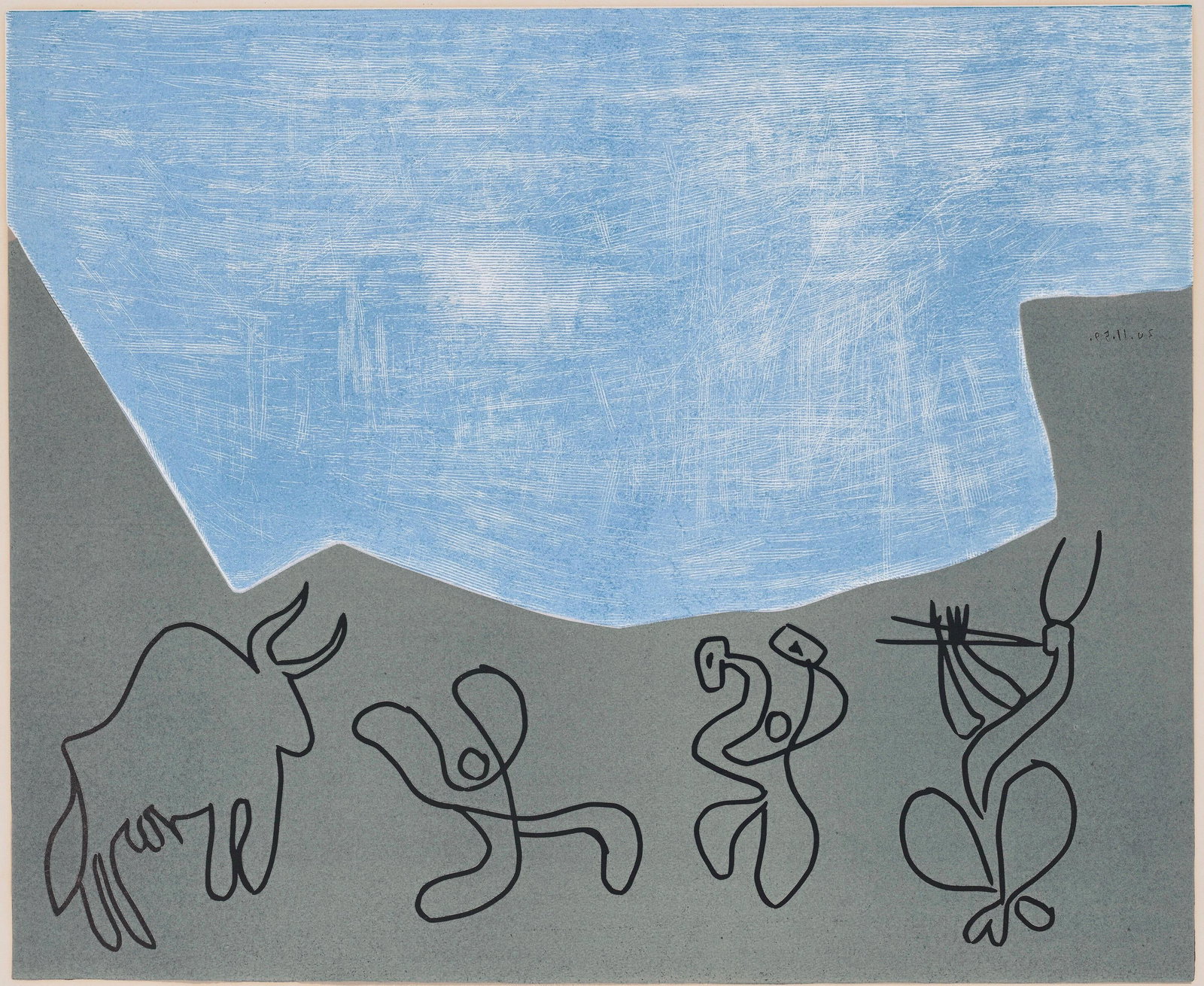 Pablo Picasso, Bacchanale (Orozco 214), Grabados al linoleo, Limited Edition Linocut (1 of 4)