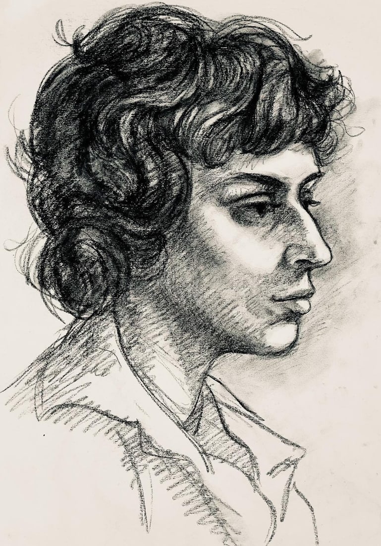 Ian Hornak, Renaissance Female Figure Study, 1963, Original Drawing: Charcoal on velin paper, circa 1963. Paper Size: 23 x 18 inches. Good condition, consistent with age. Inscription: Unsigned, Estate stamped, verso. Provenance: Estate of Ian Hornak, East Hampton. Note