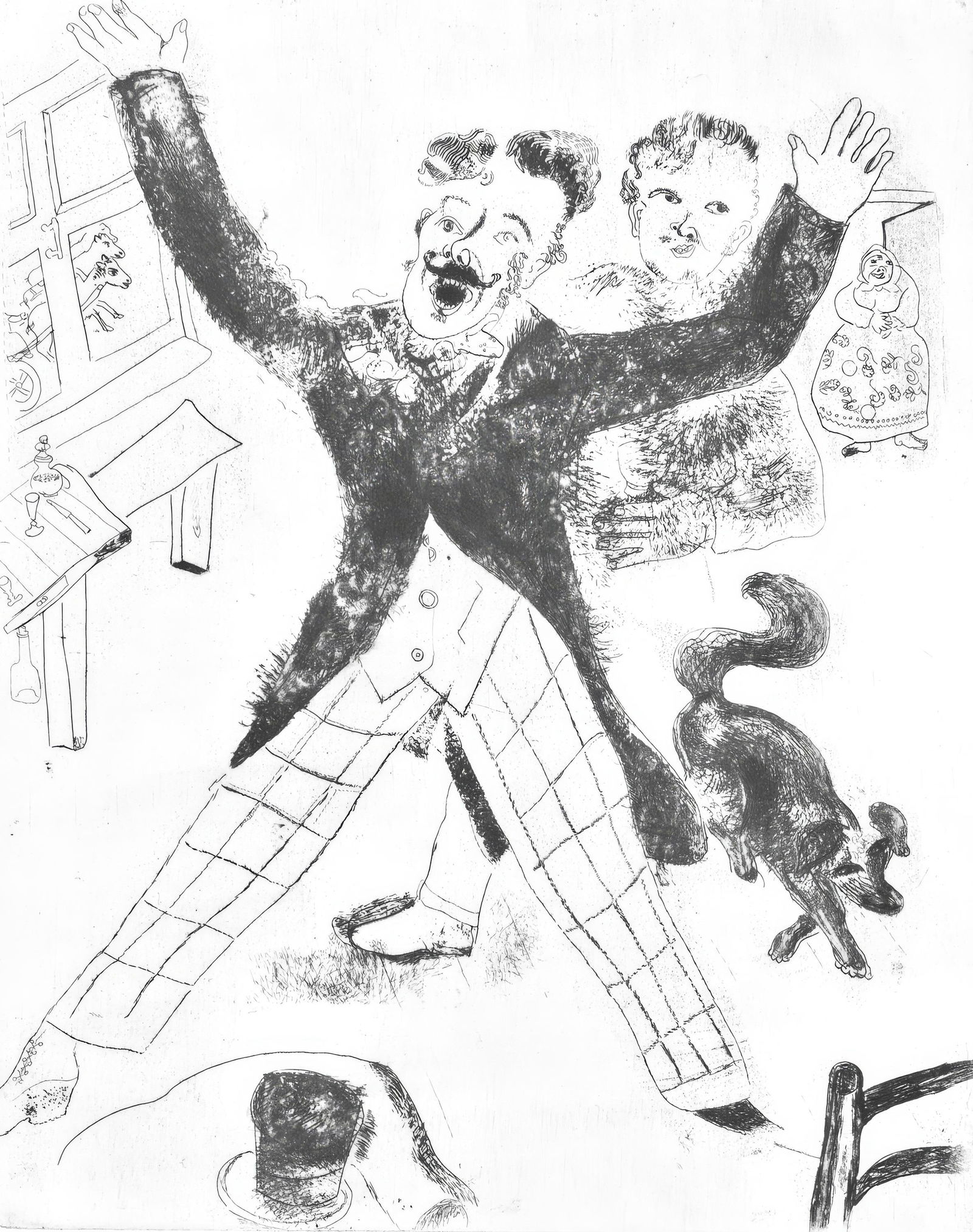 Marc Chagall, Nozdriov (Cramer 17), Nicolas Gogol, Les Ames mortes, Limited Edition Etching, (1 of 4)