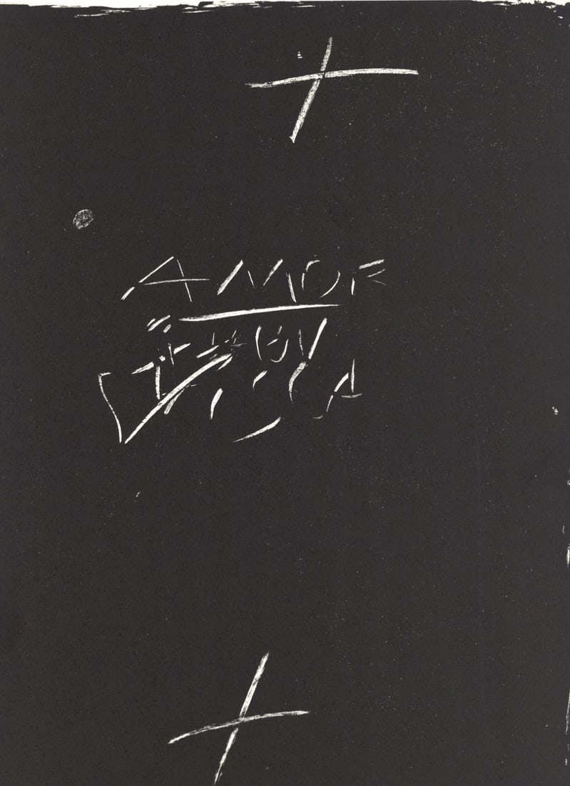 Antoni Tapies, Composition, Derriere le miroir, Limited Edition Lithograph: Lithograph on velin paper. Paper size: 15 x 11 inches. Excellent condition. Inscription: Unsigned and unnumbered, as issued. Notes: From Derriere le miroir, N deg 210, 1974. Published by Aime Maeght,