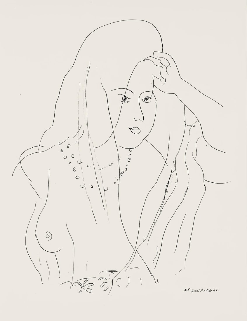 Henri Matisse, Serie N, var. 5 (Duthuit 9), Henri Matisse, Dessins, Themes et variations, Limited: Lithograph on velin pur fil paper. Paper Size: 12.875 x 9.625 inches. Excellent condition. Inscription: Signed in the plate and unnumbered, as issued. Notes: From the folio, Henri Matisse, Dessins, Th