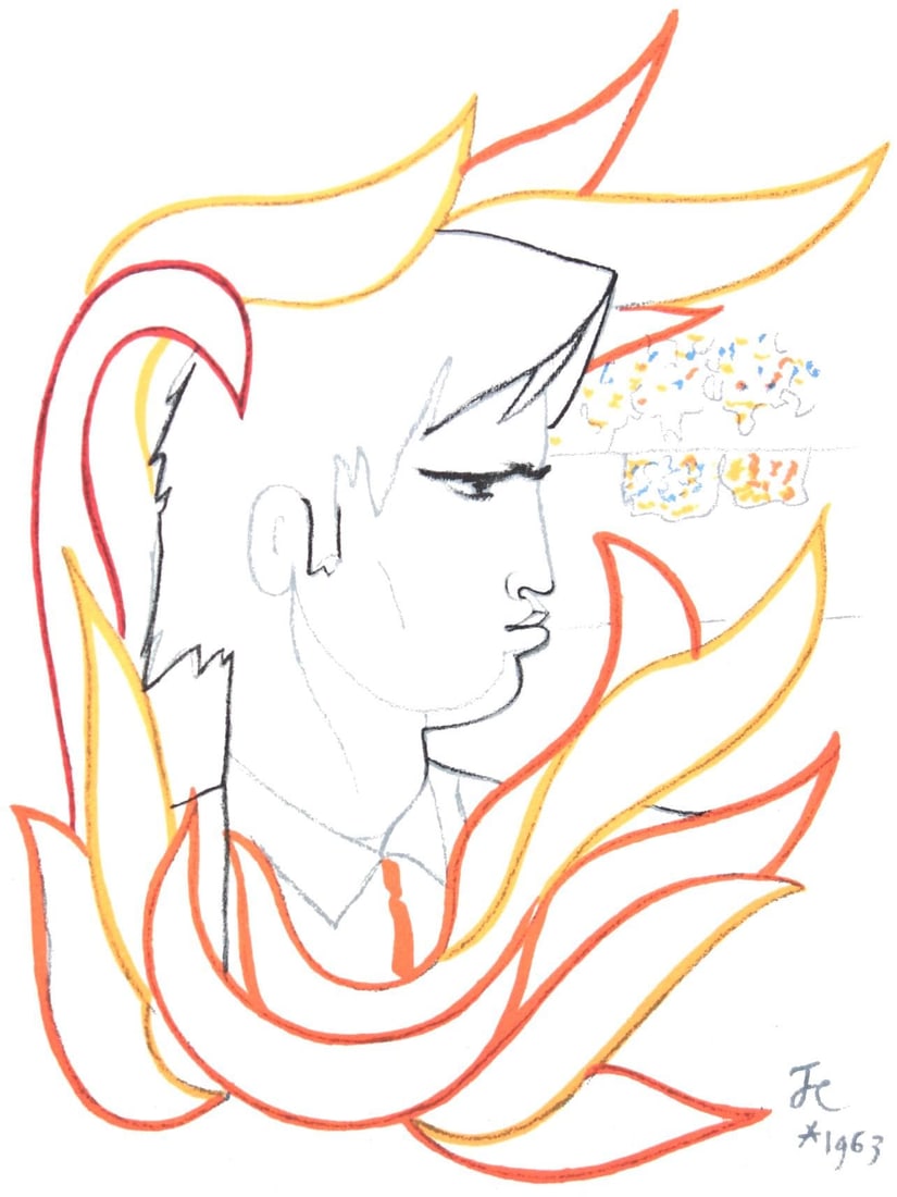 Jean Cocteau, Le buisson ardent, Taureaux, Lithographies de Jean Cocteau, Limited Edition Lithograph (1 of 4)