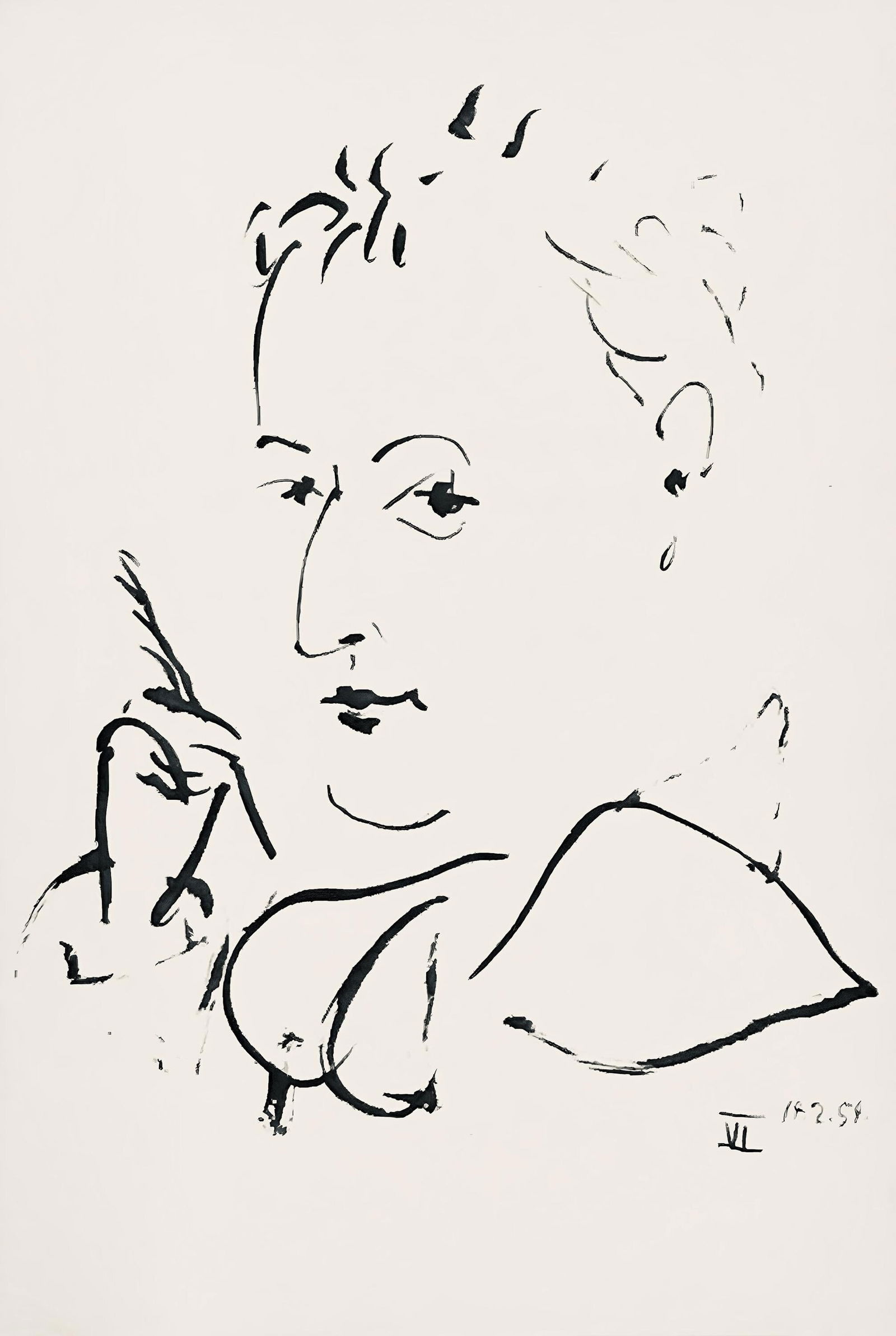 Pablo Picasso, Composition (Horodisch B19), Mystification, Limited Edition Lithograph: Lithograph on velin pur fil Lafuma Navarre paper. Paper size: 10.63 x 7.48 inches. Excellent condition. Inscription: Unsigned and unnumbered, as issued. Notes: From the album, Mystification ou l'Histo