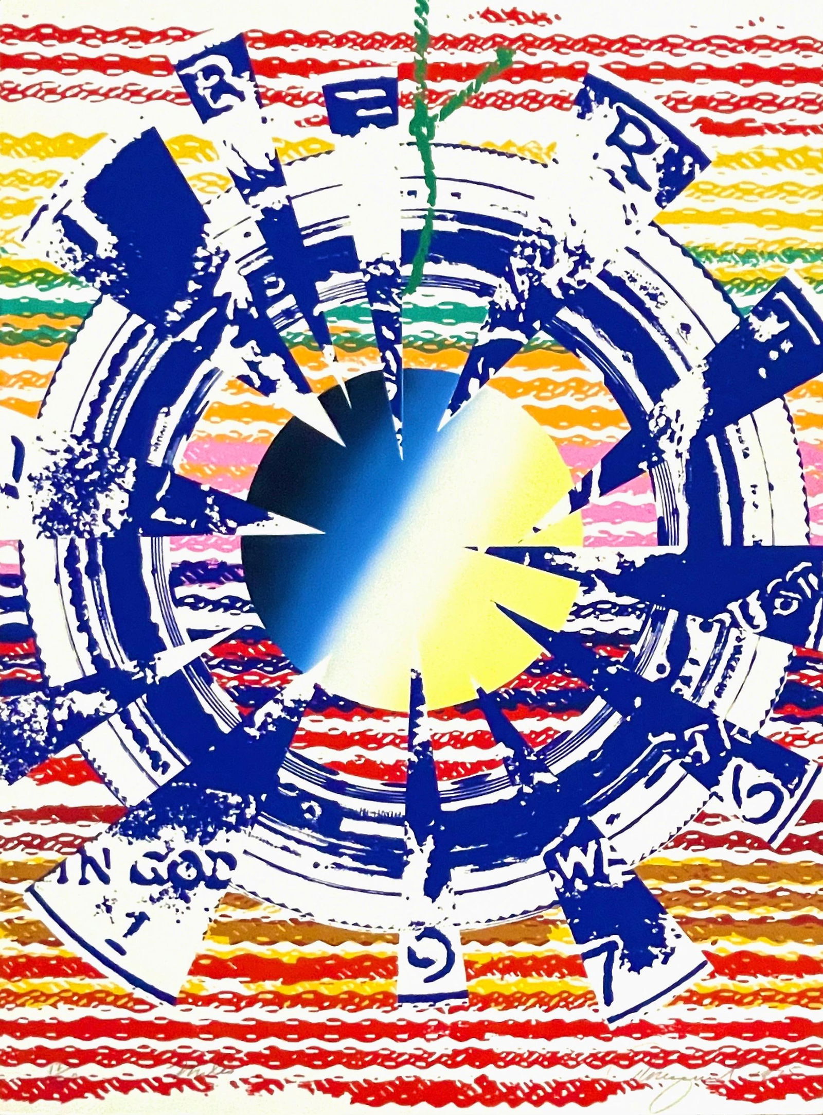 James Rosenquist, Miles (Glenn 88), America: The Third Century, Limited Edition Silkscreen: Silkscreen, airbrush on velin d'Arches paper. Paper Size: 30 x 22.31 inches. Inscription: Hand signed and numbered, as issued. Catalogue raisonne references: Glenn, Constance W., et al. Time Dust, Jam