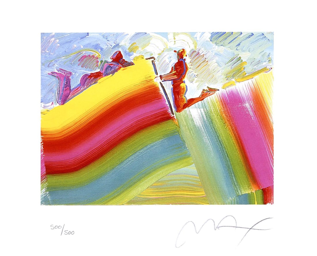 Peter Max, Two Figures On Rainbow, Hand Signed, Official Limited Edition Lithograph (1 of 4)