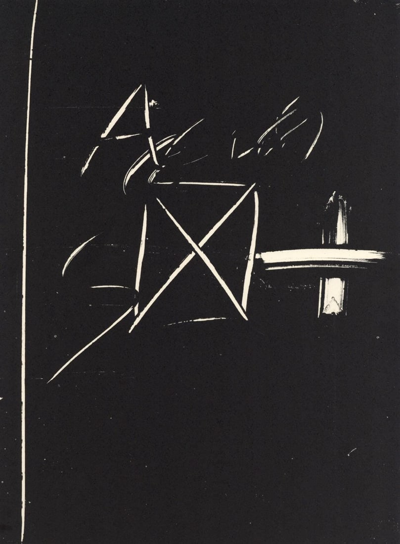 Antoni Tapies, Composition, Derriere le miroir, Limited Edition Lithograph: Lithograph on velin paper. Paper size: 15 x 11 inches. Excellent condition. Inscription: Unsigned and unnumbered, as issued. Notes: From Derriere le miroir, N deg 210, 1974. Published by Aime Maeght,