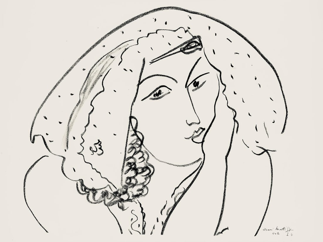 Henri Matisse, Serie I, var. 6 (Duthuit 9), Henri Matisse, Dessins, Themes et variations, Limited: Lithograph on velin pur fil paper. Paper Size: 9.625 x 12.875 inches. Excellent condition. Inscription: Signed in the plate and unnumbered, as issued. Notes: From the folio, Henri Matisse, Dessins, Th