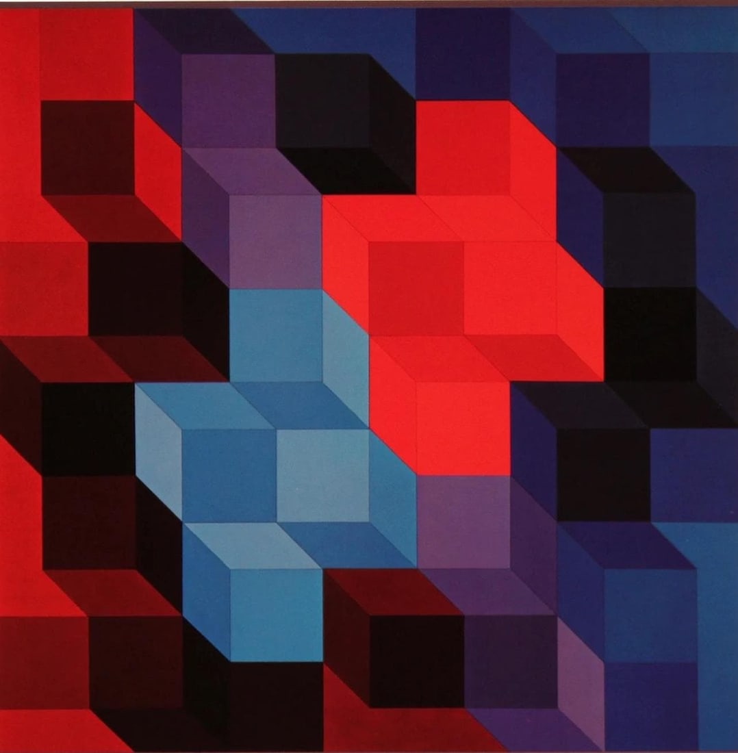 Victor Vasarely, Composition, Hommage a Hexagone, Limited Edition Heliogravure (1 of 4)