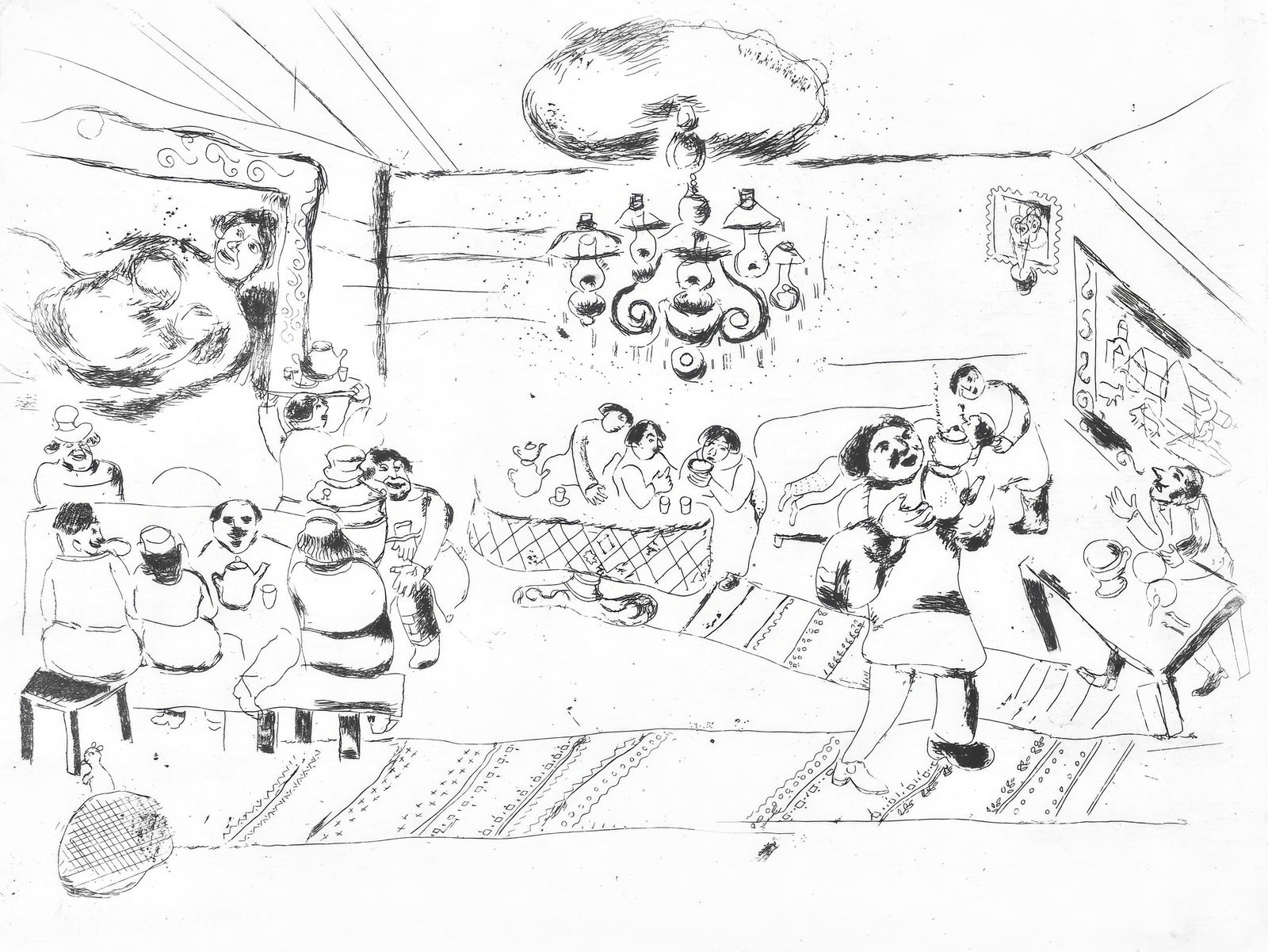 Marc Chagall, Le traktir (Cramer 17), Nicolas Gogol, Les Ames mortes, Limited Edition Etching, (1 of 4)