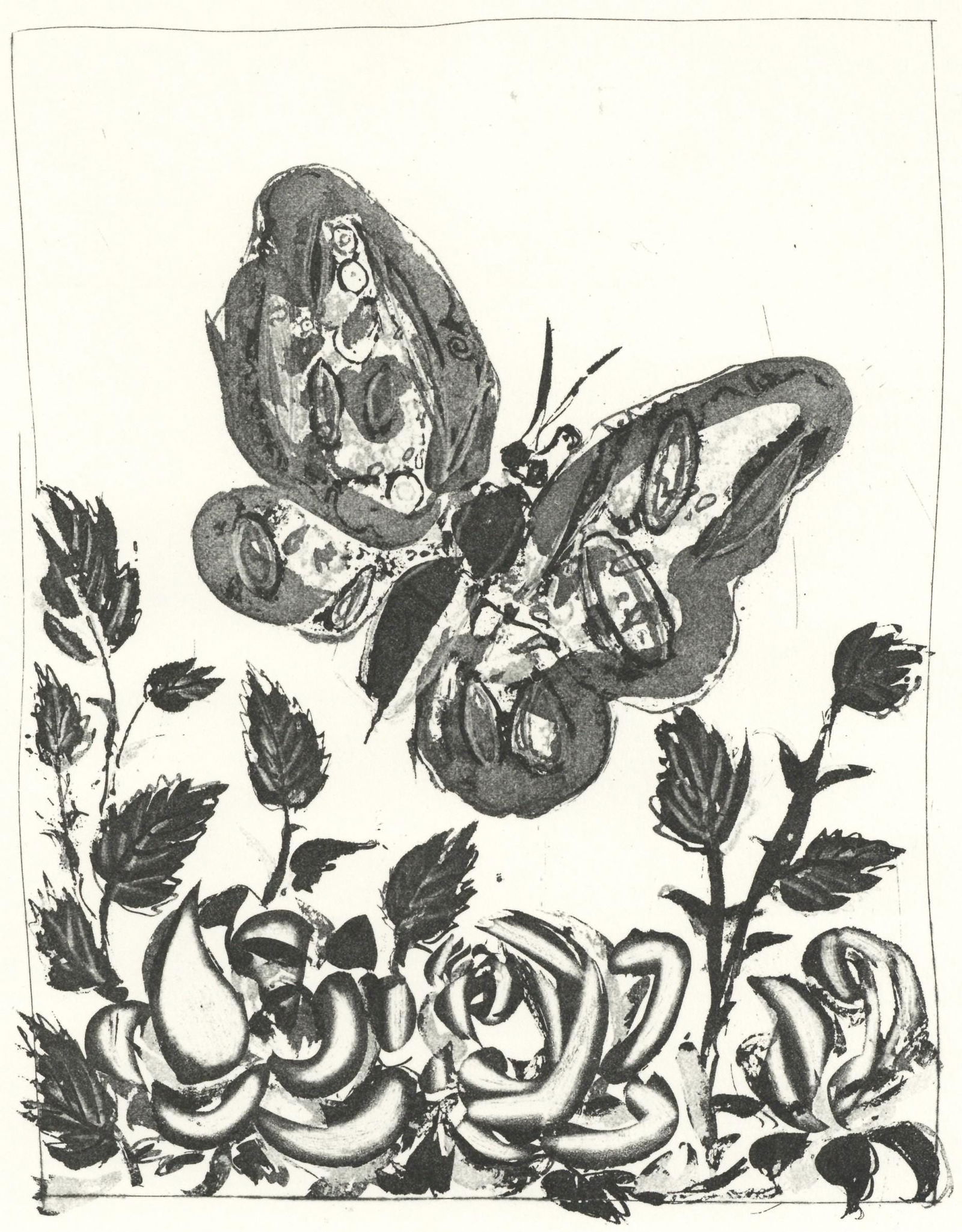 Pablo Picasso, Le Papillon (The Butterfly) (Orozco p.82), Histoire naturelle, Limited Edition: Lithograph on papier bouffant des Papeteries de Casteljoux paper. Unsigned and unnumbered, as issued. Paper Size: 12.99 x 9.84 inches. Catalogue raisonne reference: Orozco, Miguel. The Orozco Collecti