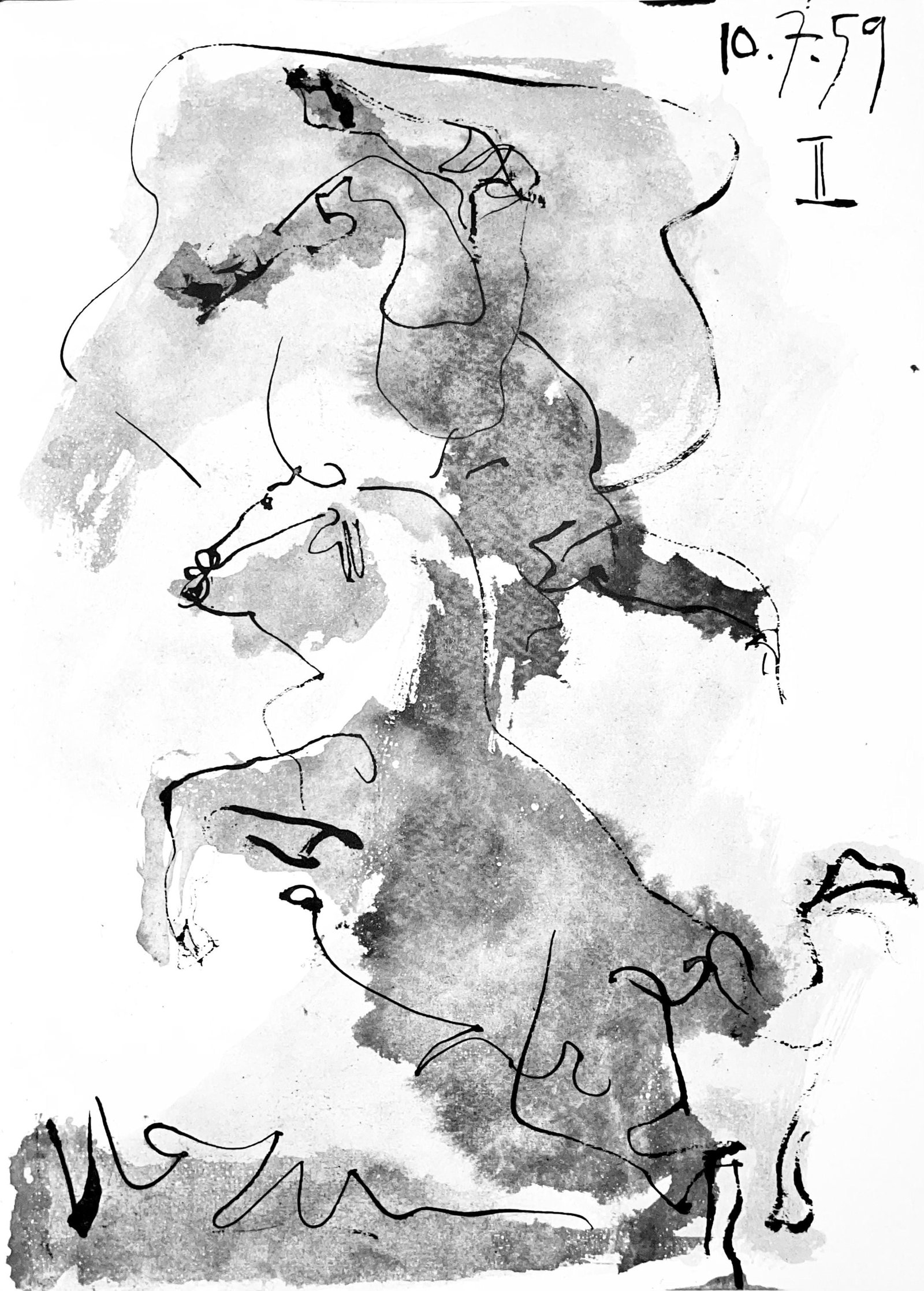 Pablo Picasso, Composition (Bloch 1276; Czwiklitzer 23), Toros y Toreros, Limited Edition Lithograph: Heliogravure on velin paper. Paper Size: 14.75 x 10.5 inches. Inscription: Unsigned and unnumbered, as issued. Notes: From the album, Pablo Picasso, Toros y toreros, 1961. Published by Les Editions Ce