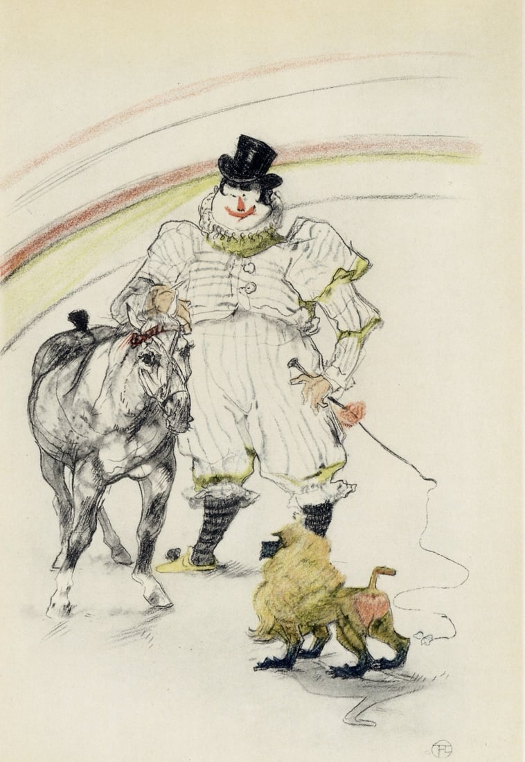 Henri de Toulouse-Lautrec, Cheval et Singe dresse, The Circus by Toulouse-Lautrec, Limited Edition: Lithograph on velin paper. Unsigned and unnumbered. Paper Size: 12.125 x 9.25 inches. Excellent condition. Notes: From the album, The Circus by Toulouse-Lautrec, 1952. Published the Paris Book