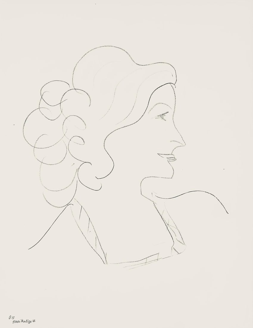 Henri Matisse, Serie O, var. 17 (Duthuit 9), Henri Matisse, Dessins, Themes et variations, Limited: Lithograph on velin pur fil paper. Paper Size: 12.875 x 9.625 inches. Excellent condition. Inscription: Signed in the plate and unnumbered, as issued. Notes: From the folio, Henri Matisse, Dessins,