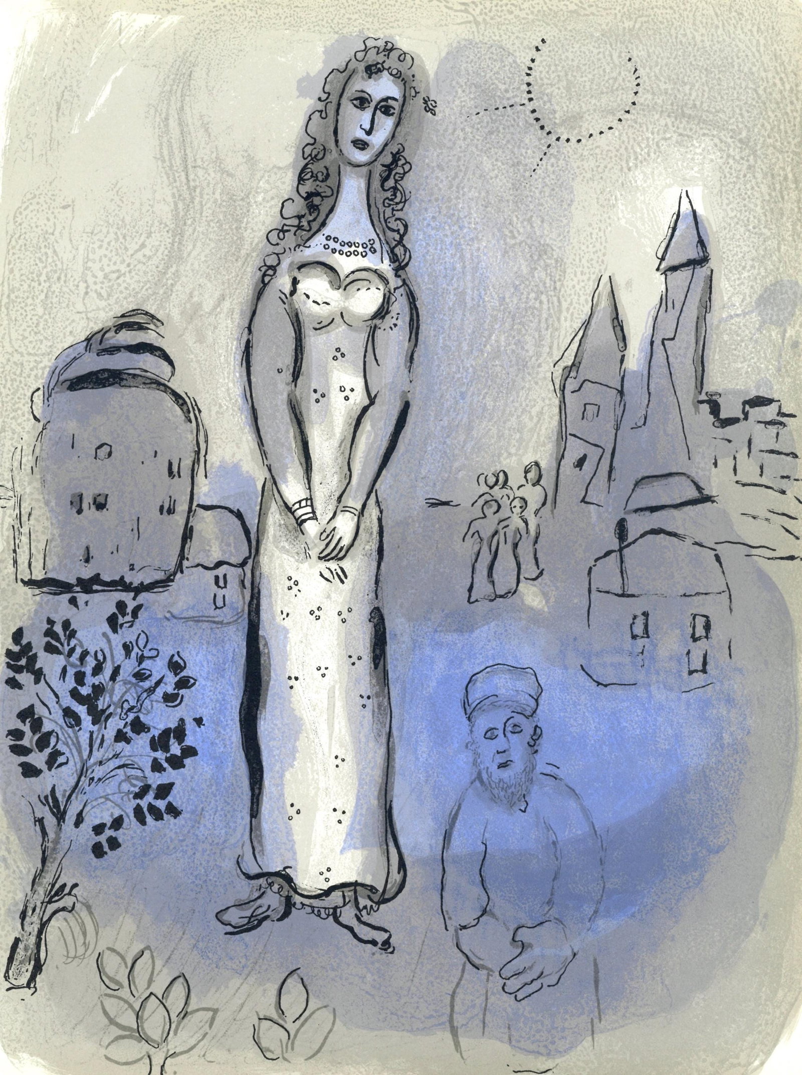 Marc Chagall, Esther (Mourlot 117-46; Cramer 25), Dessins Pour La Bible, Verve, Revue, Limited: Lithograph on velin des Papeteries du Marais paper. Paper Size: 14 x 10.25 inches. Inscription: Unsigned and unnumbered, as issued. Catalogue raisonne references: Cain, Julien, and Fernand Mourlot. Ch