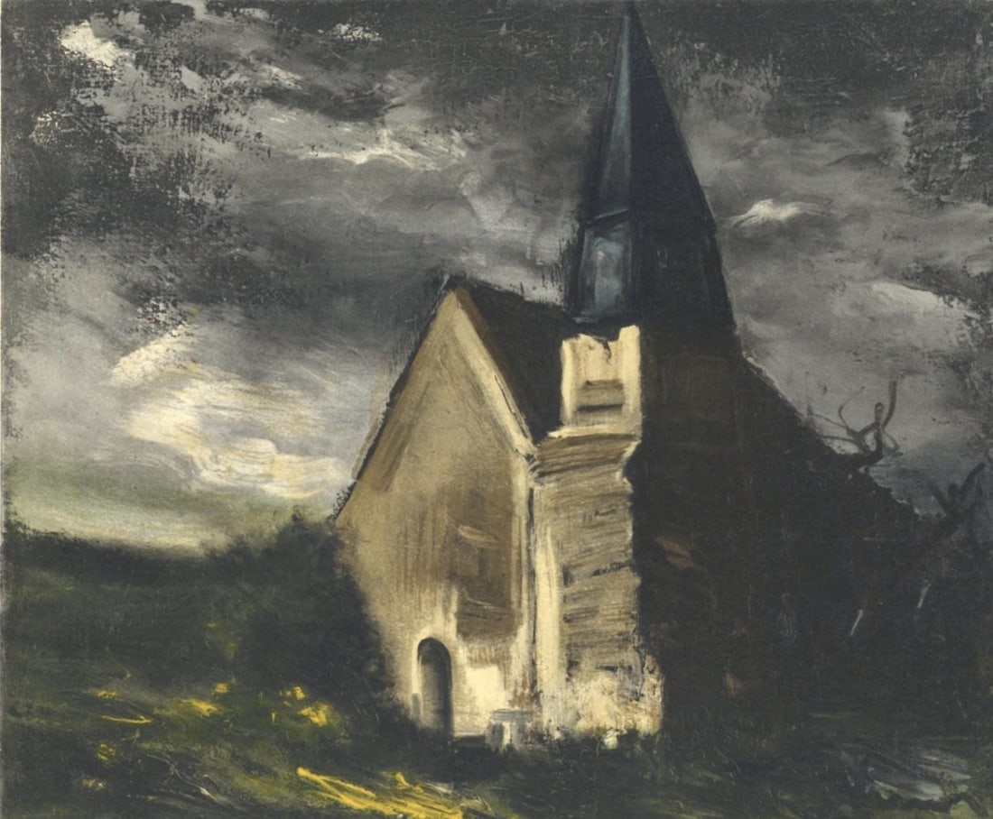 Maurice de Vlaminck, L'eglise de Saint Lubin, Vlaminck, Signed, Limited Edition Lithograph (1 of 4)