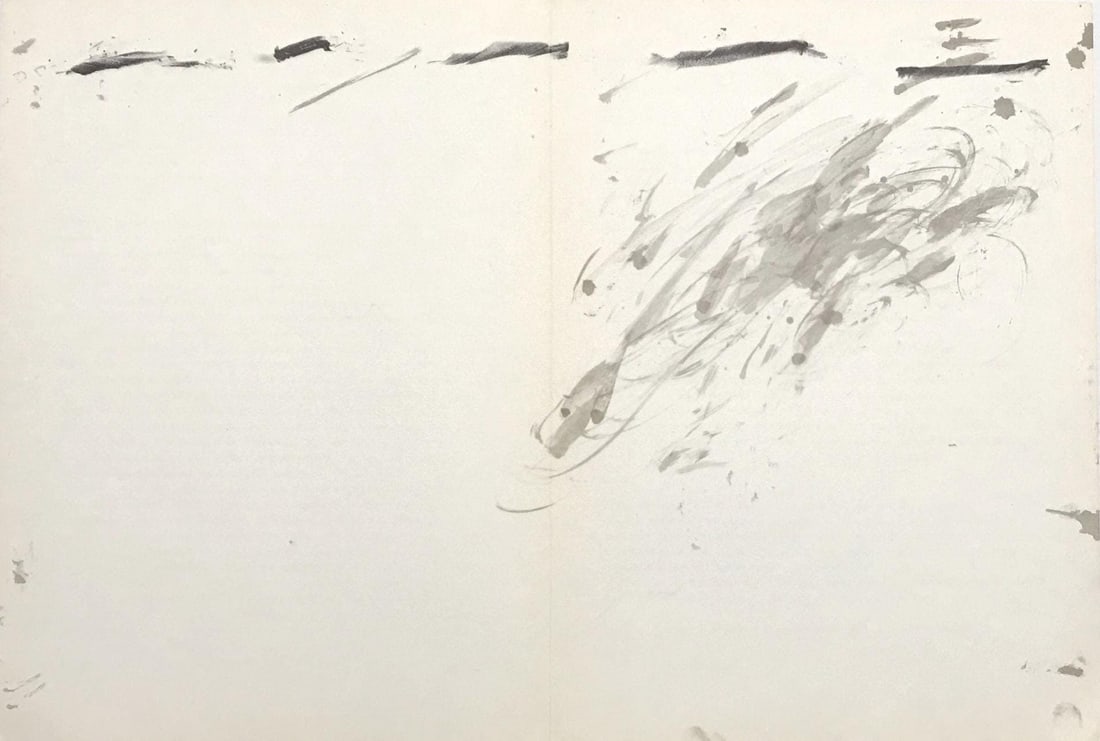 Antoni Tapies, Composition, Derriere le miroir, Limited Edition Lithograph: Lithograph on velin paper. Paper size: 15 x 22 inches. Excellent condition, with centerfold, as issued. Inscription: Unsigned and unnumbered, as issued. Notes: From Derriere le miroir, N deg 168, 1967