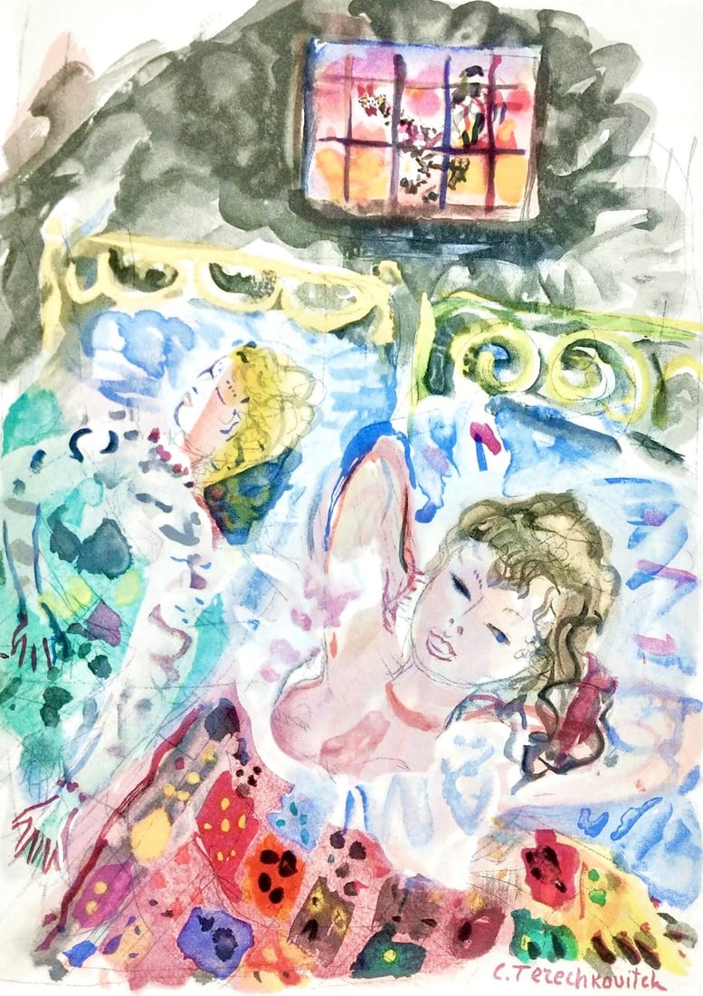 Constantin Terechkovitch, Deux femmes se reposant, Vingt fables de La fontaine, Limited Edition (1 of 4)