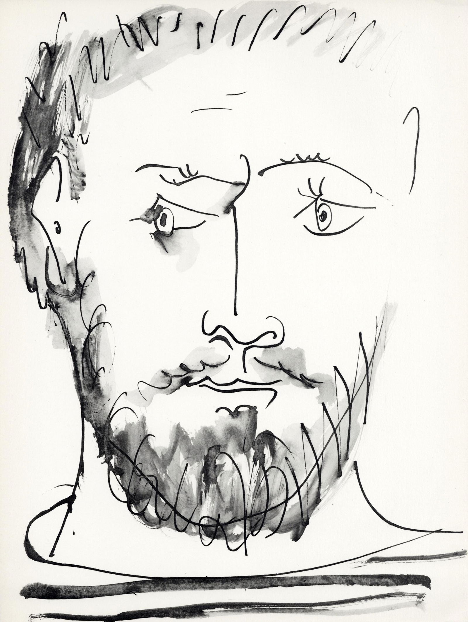 Pablo Picasso, Visage d'homme, profil droit (Cramer No. 84), 40 dessins de Picasso en marge du: Lithograph on velin du Marais paper. Paper Size: 14.5 x 11 inches. Excellent condition. Inscription: Unsigned and unnumbered, as issued. Notes: From the folio, 40 dessins de Picasso en marge du Buffon