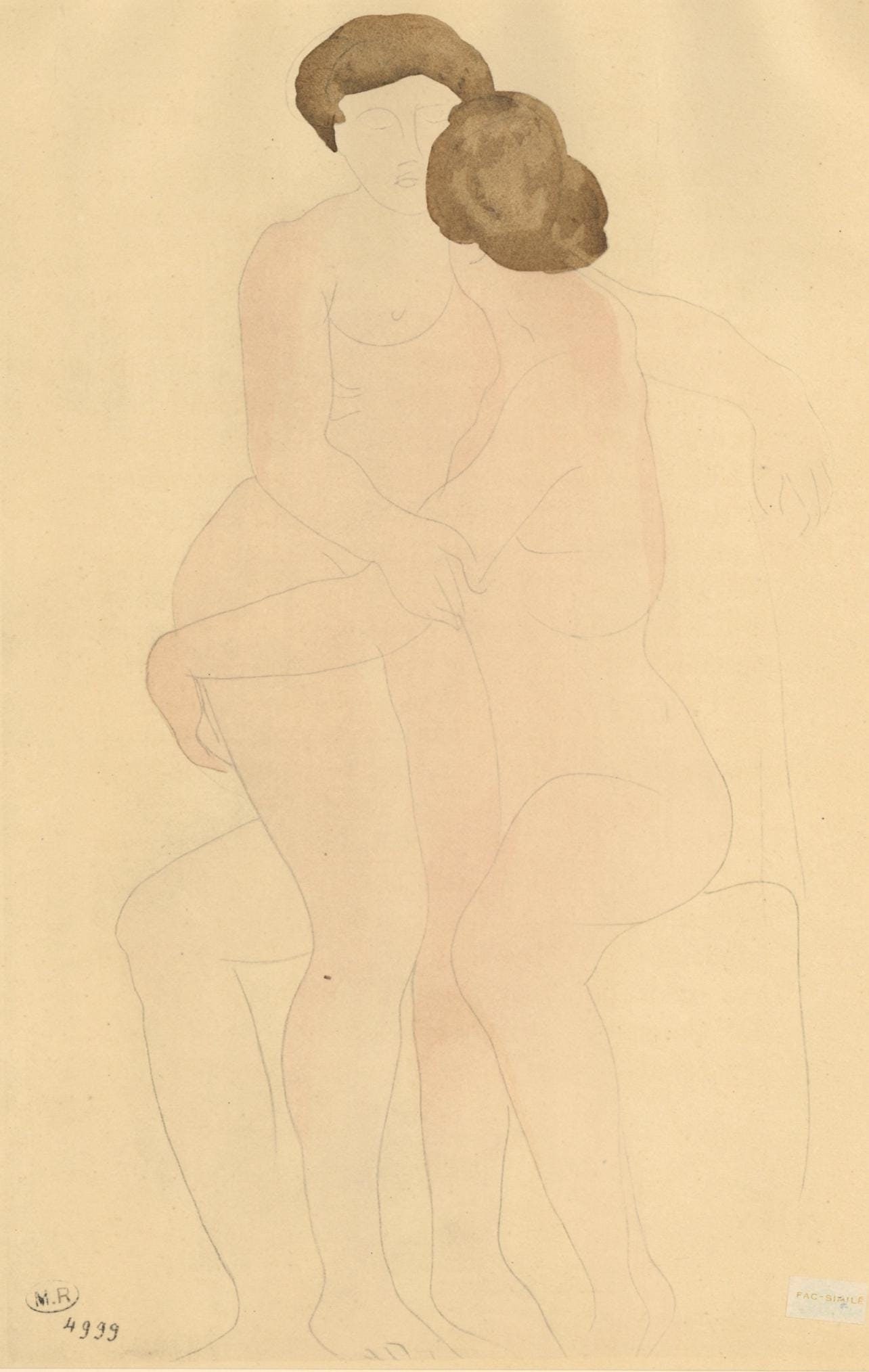 Auguste Rodin, Composition, La Varende, Rodin, Limited Edition Lithograph: Lithograph and stencil on velin pur fil paper. Paper size: 15.75 x 11.5 inches. Excellent condition. Unsigned and unnumbered, as issued. Notes: From the folio, La Varende, Rodin, 1944. Published by Ed