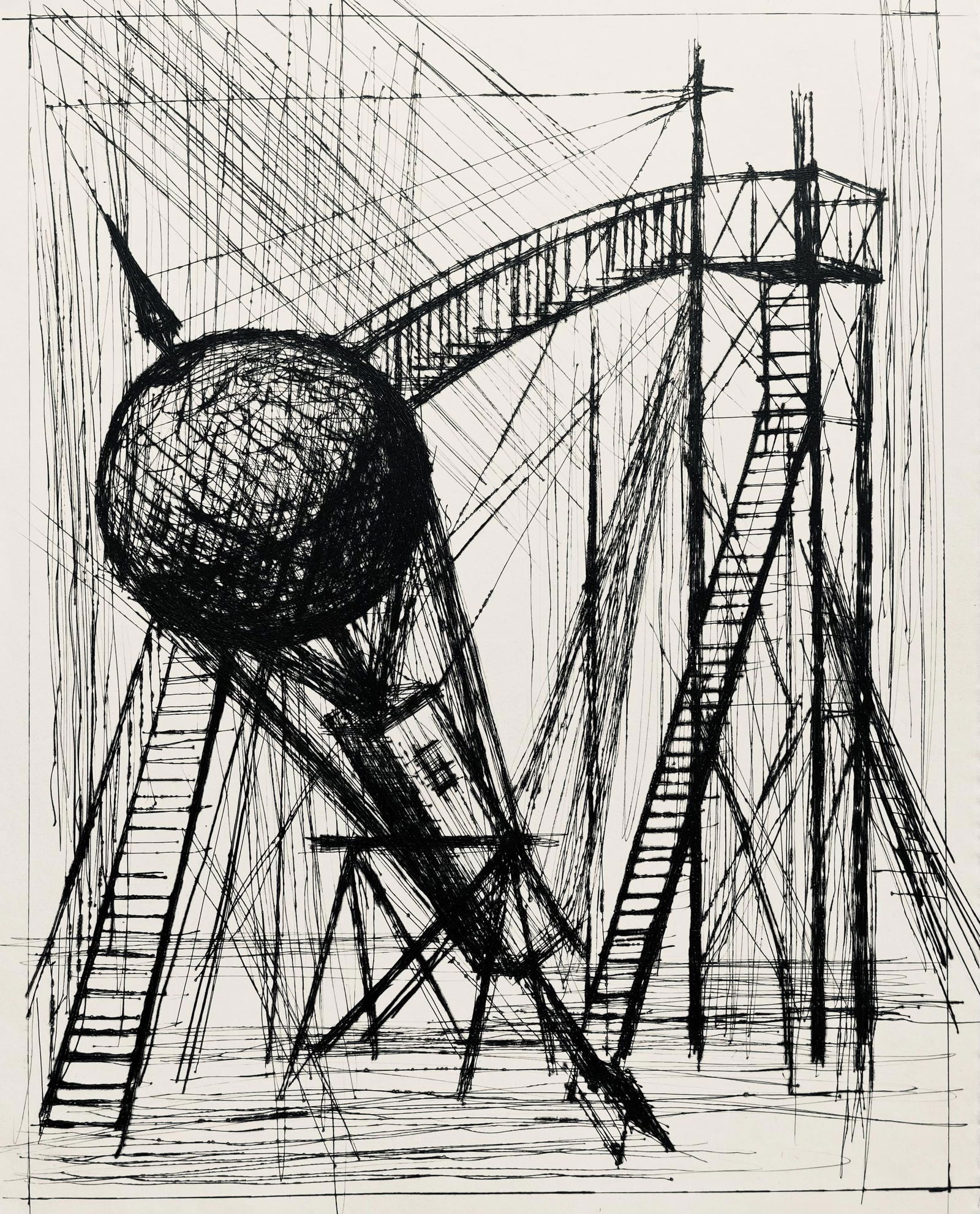 Bernard Buffet, Composition (Reinz 208-222), Voyages Fantastiques, Limited Edition Etching (1 of 4)