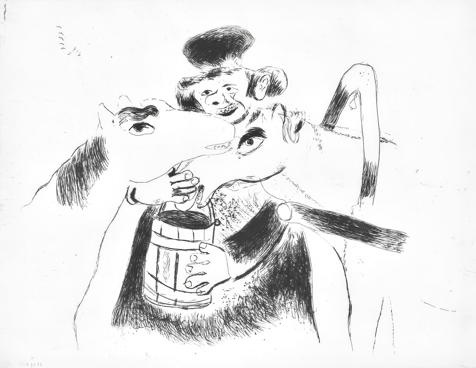 Marc Chagall, Le cocher donne a manger aux chevaux (Cramer 17), Nicolas Gogol, Les Ames mortes, (1 of 4)