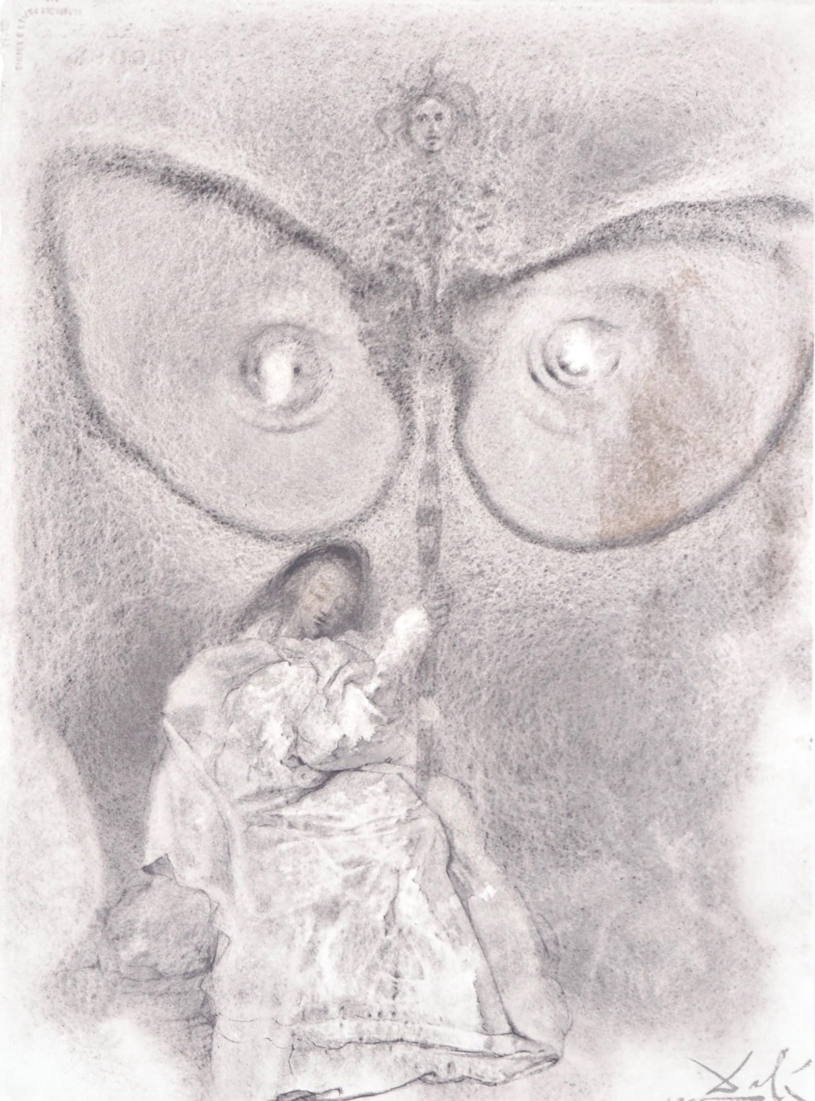 Salvador Dali, Composition (Michler/Lopsinger 1600; Field 69-3), Biblia Sacra, Limited Edition: Lithograph in colors on velin Fabriano charta ex meris pannis "ab alveo" manu fabricata, perlucidis figuris intexta paper. Paper size: 19 x 13.75 inches. Inscription: Signed in the plate and unnumbere