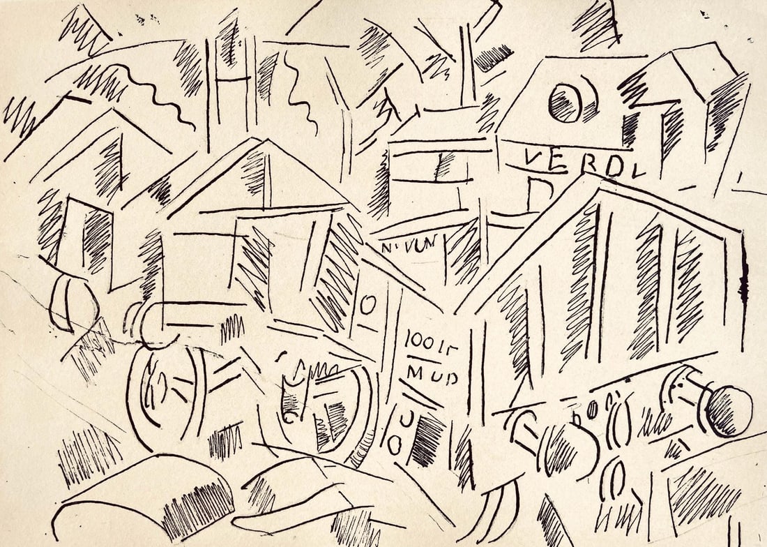 Fernand Leger, La gare de Verdun, Dessins de Guerre 1915-16, Limited Edition Lithograph (1 of 4)